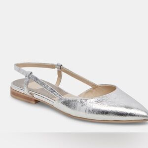 Dolce Vita Silver Metallic Slingback Flats NWOT
